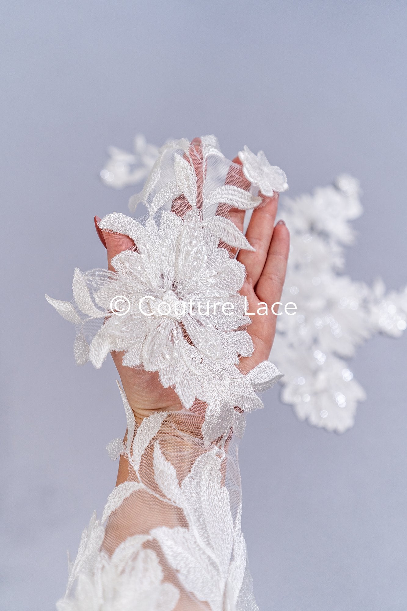 Elegante Braut-Spitzenapplikation/ einzigartige Brautkleid-Verzierungen für Ihren großen Tag// A24-390