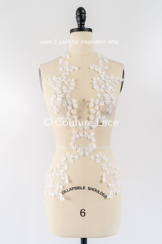 Elegante Braut-Spitzenapplikation/ einzigartige Brautkleid-Verzierungen für Ihren großen Tag// A24-391