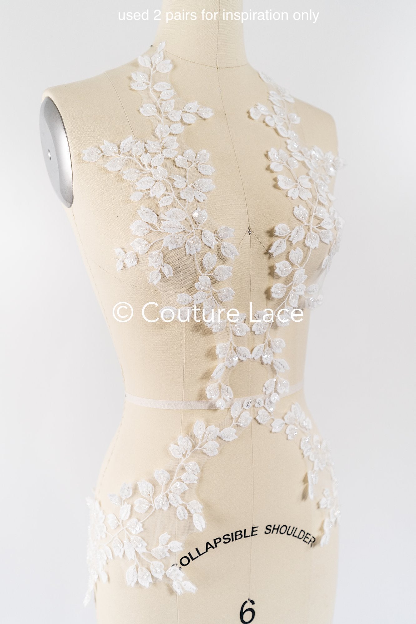 Elegante Braut-Spitzenapplikation/ einzigartige Brautkleid-Verzierungen für Ihren großen Tag// A24-391