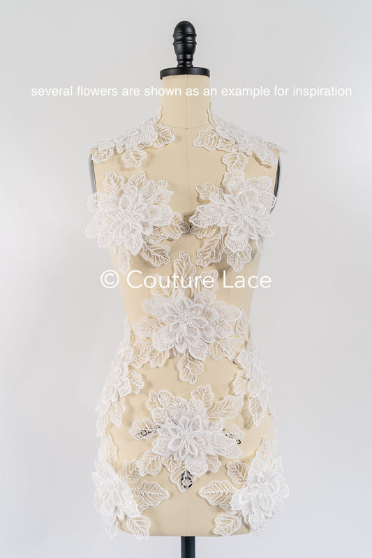 3D Blumen zum Aufnähen/ einzigartige 3D-Blumen für Brautkleid-Verzierungen/ 3D-Blumen zum Aufnähen// A24-394