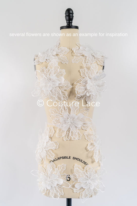 3D Blumen zum Aufnähen/ einzigartige 3D-Blumen für Brautkleid-Verzierungen/ 3D-Blumen zum Aufnähen// A24-395