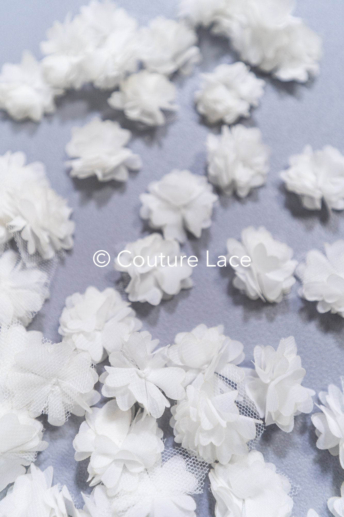 50 pieces - Delicate 3D chiffon flowers in ivory – perfect for wedding dresses & DIY // A25-470