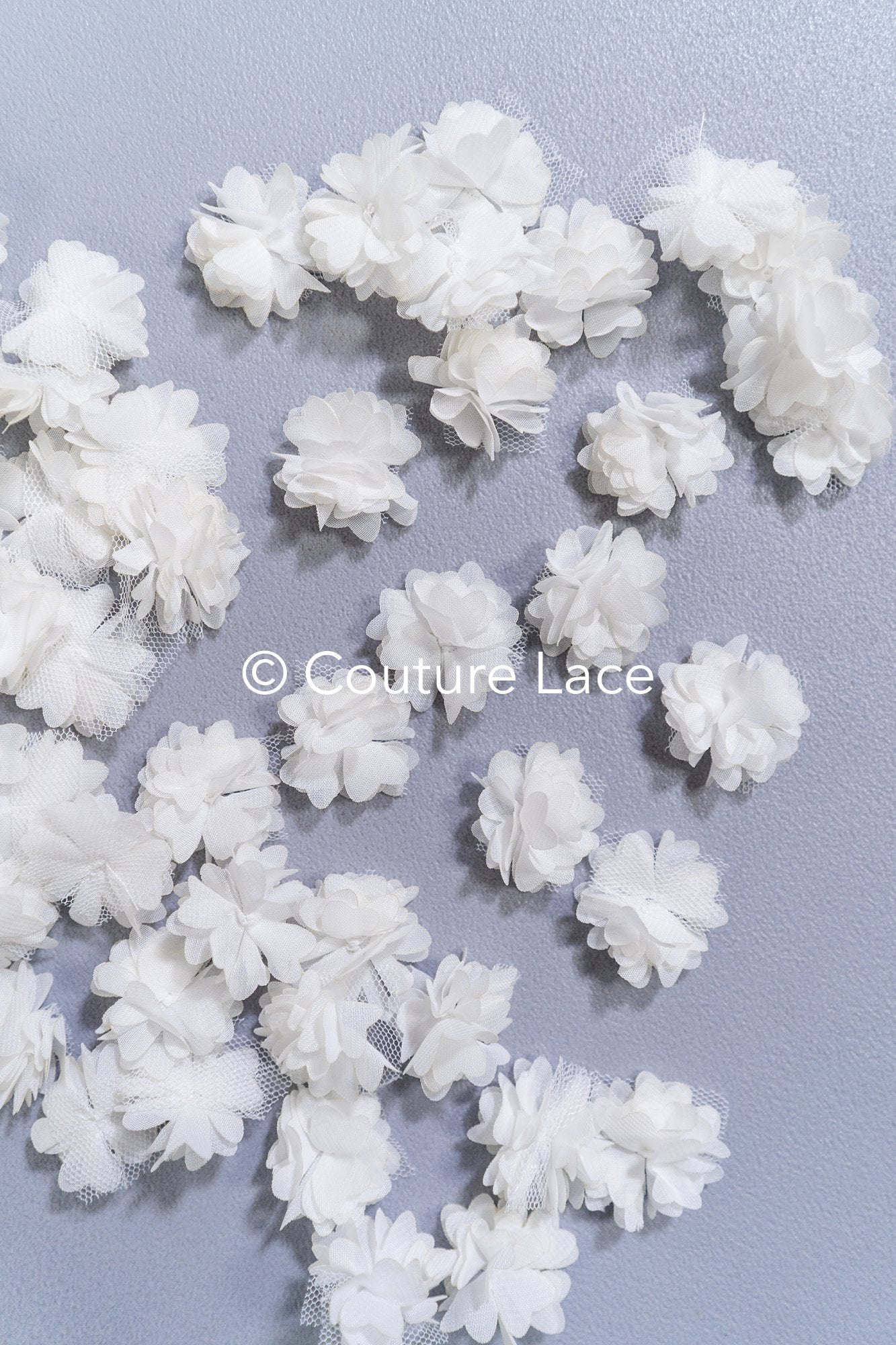 50 pieces - Delicate 3D chiffon flowers in ivory – perfect for wedding dresses & DIY // A25-470
