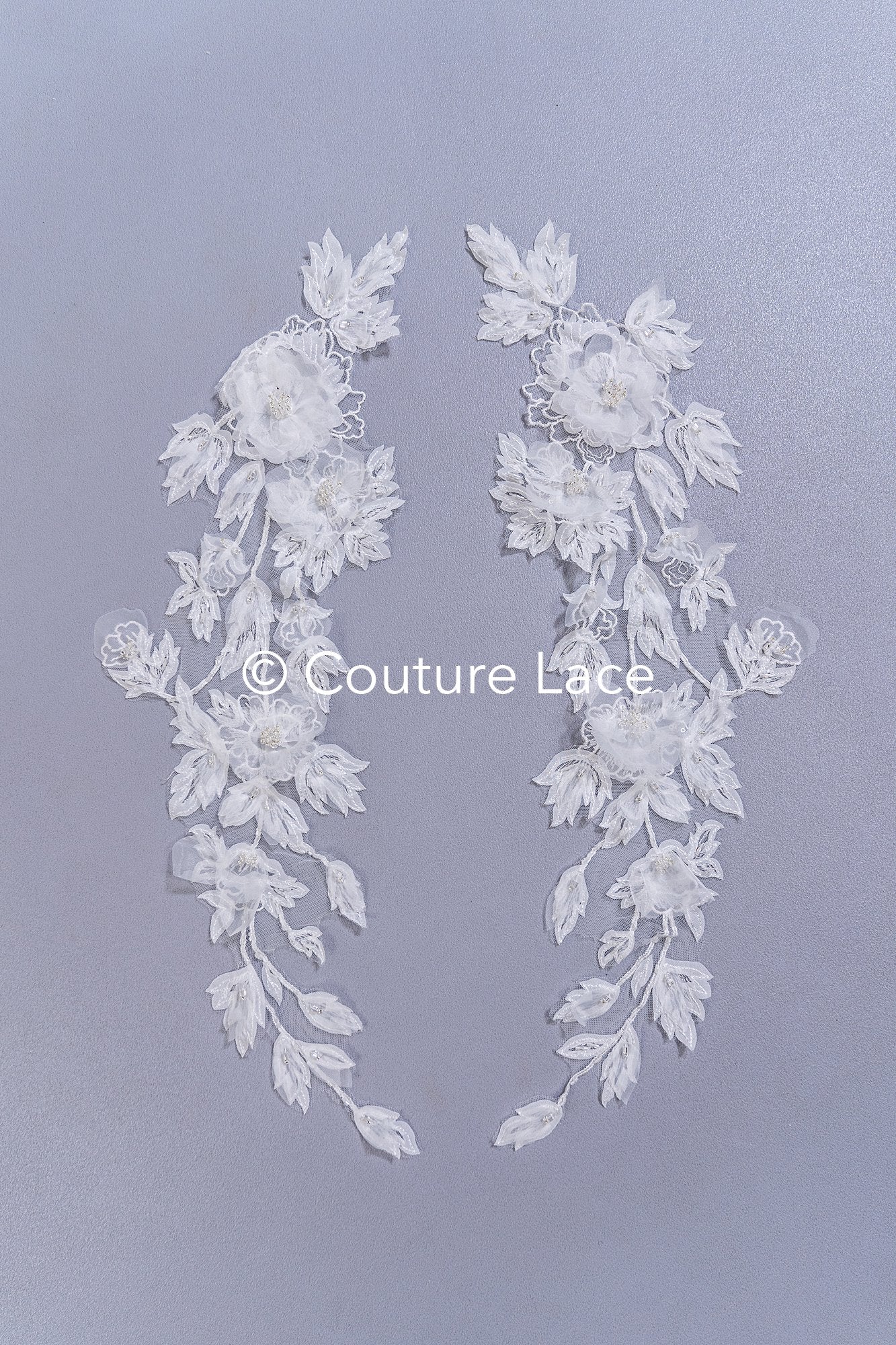 3D flower appliqués for wedding dresses/ wedding dress lace flowers // A25-479