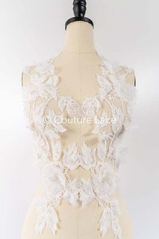 3D Blumen Applikationen für Brautkleider/ Brautkleidspitze Blumen // A25-479