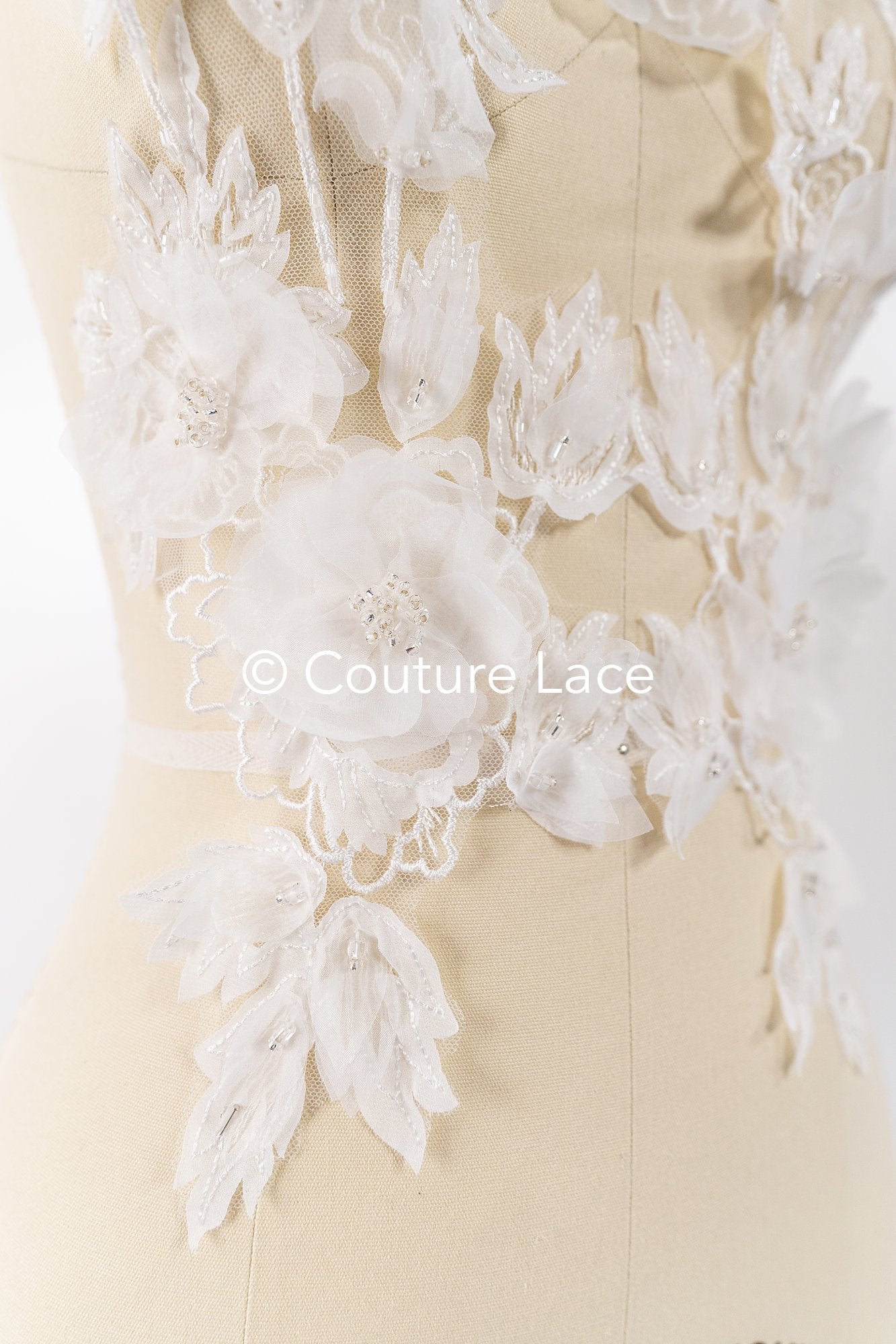 3D flower appliqués for wedding dresses/ wedding dress lace flowers // A25-479