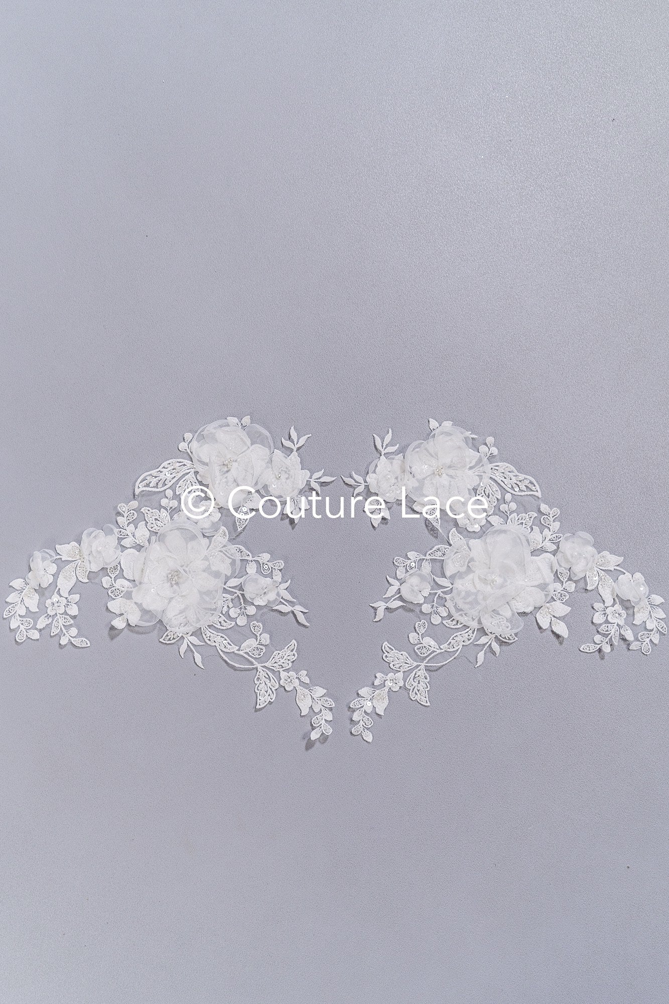 3D flower appliqués for wedding dresses/ wedding dress lace flowers // A25-484