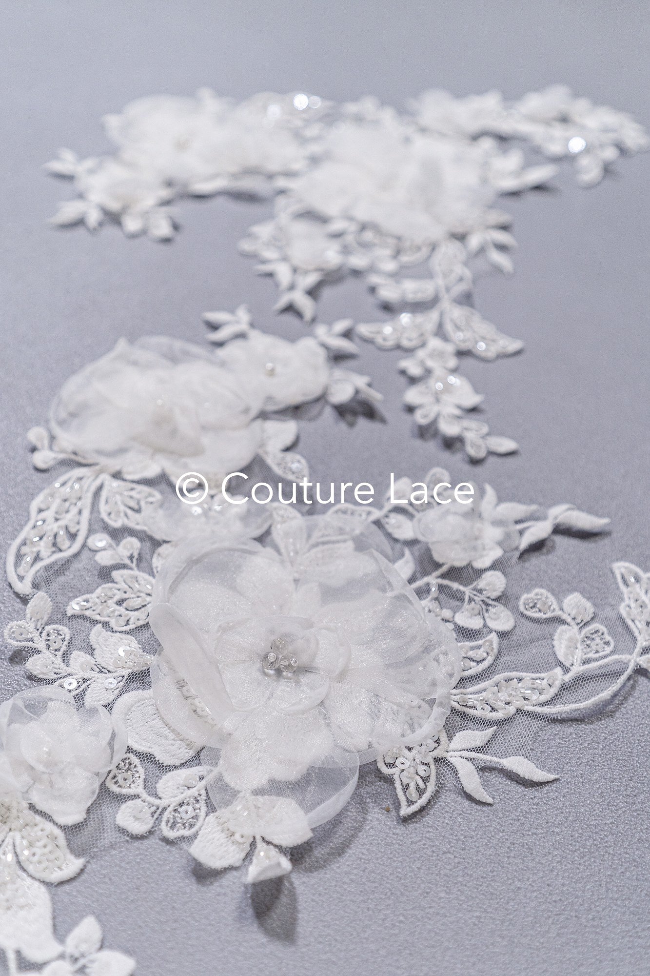 3D flower appliqués for wedding dresses/ wedding dress lace flowers // A25-484