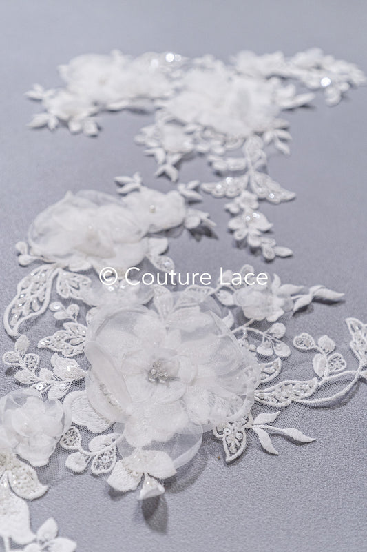 3D Blumen Applikationen für Brautkleider/ Brautkleidspitze Blumen // A25-484