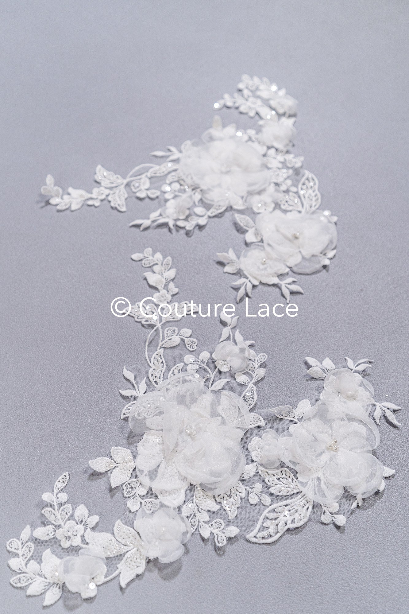 3D flower appliqués for wedding dresses/ wedding dress lace flowers // A25-484