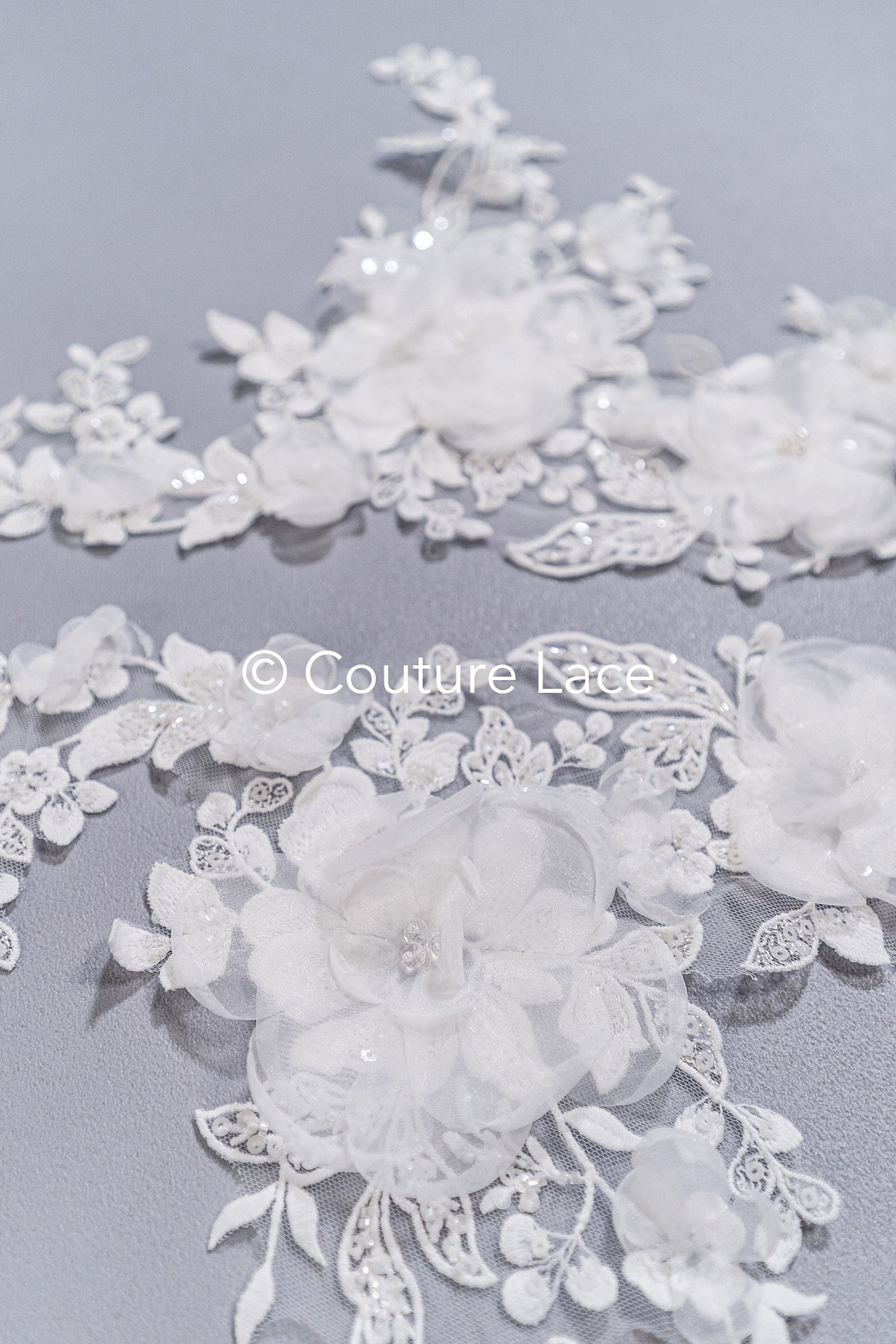 3D flower appliqués for wedding dresses/ wedding dress lace flowers // A25-484