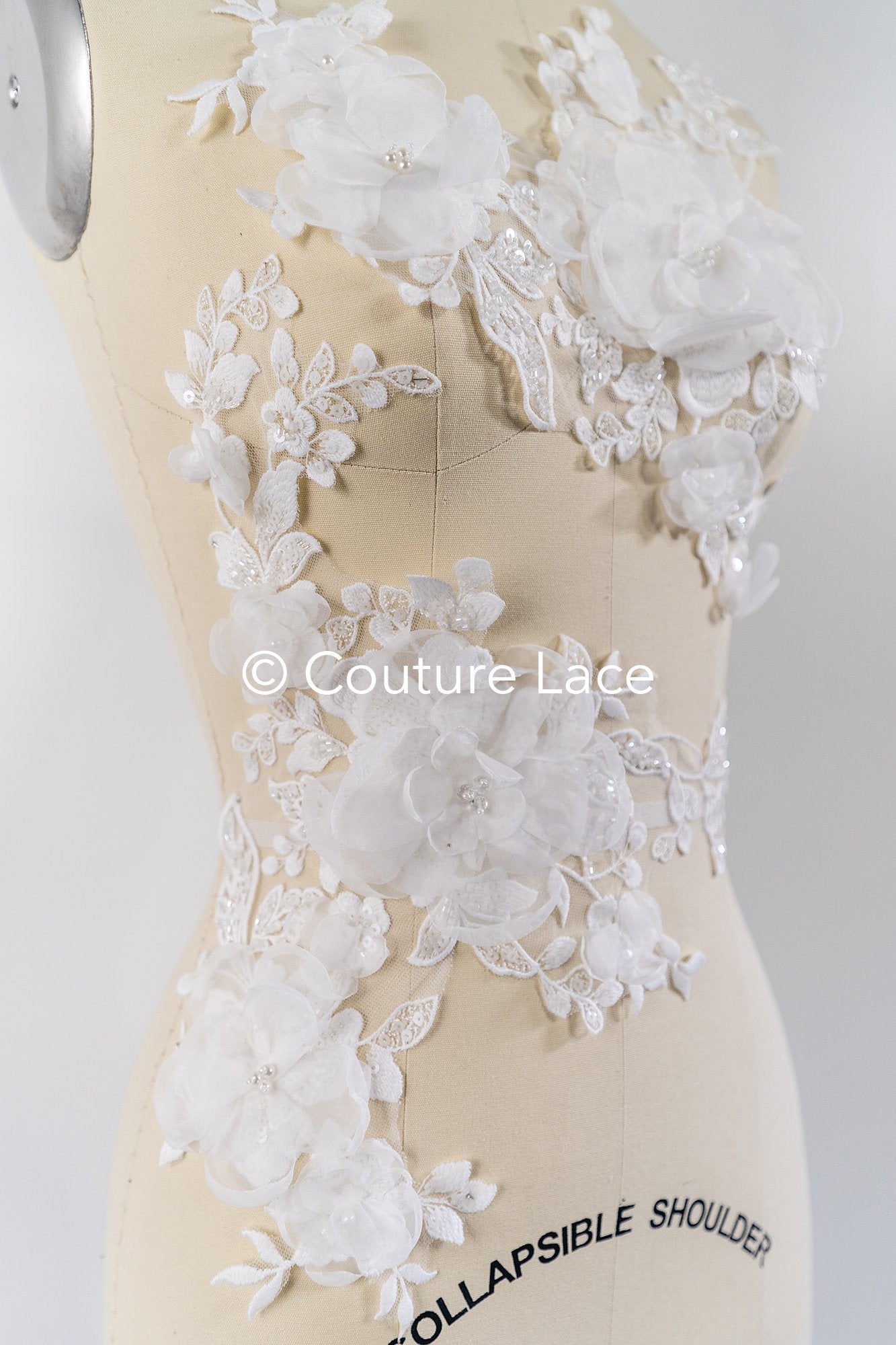 3D flower appliqués for wedding dresses/ wedding dress lace flowers // A25-484