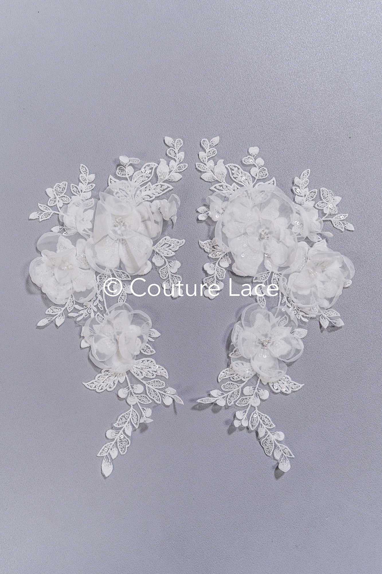 3D flower appliqués for wedding dresses/ wedding dress lace flowers // A25-485