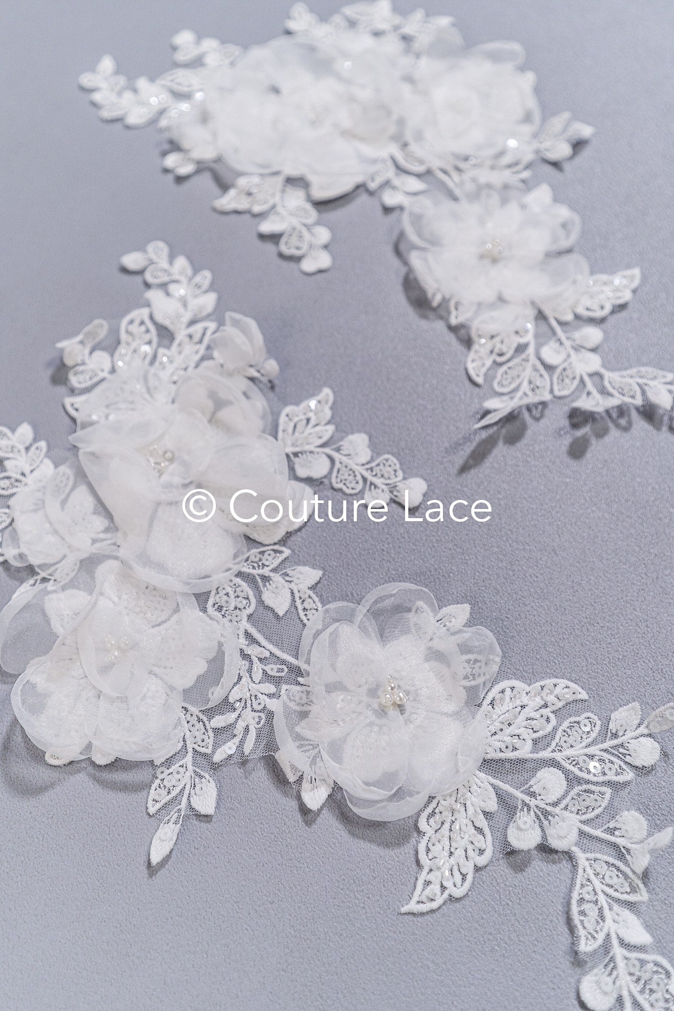 3D flower appliqués for wedding dresses/ wedding dress lace flowers // A25-485