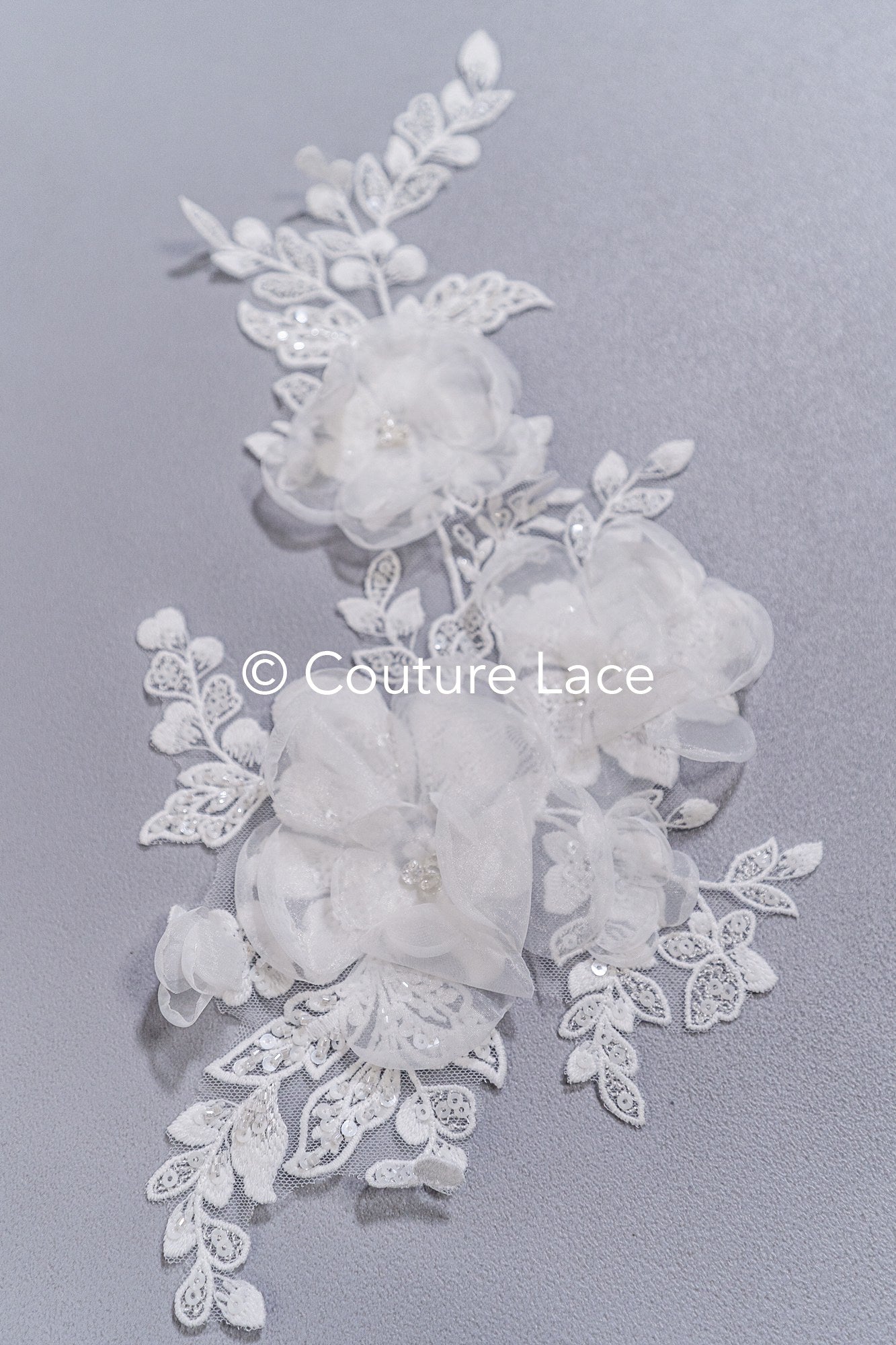 3D flower appliqués for wedding dresses/ wedding dress lace flowers // A25-485