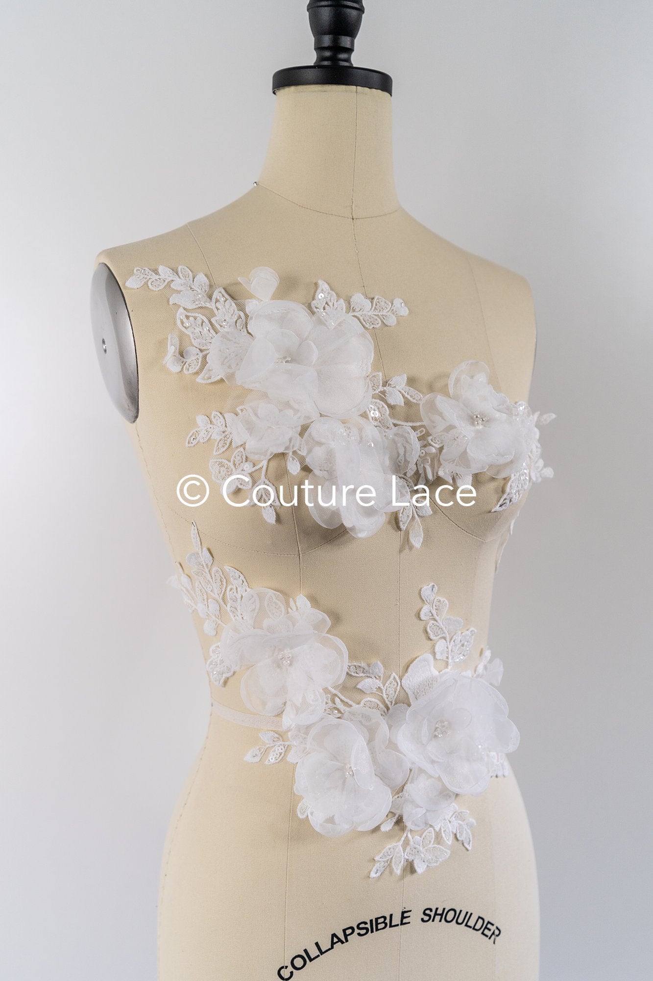 3D flower appliqués for wedding dresses/ wedding dress lace flowers // A25-485