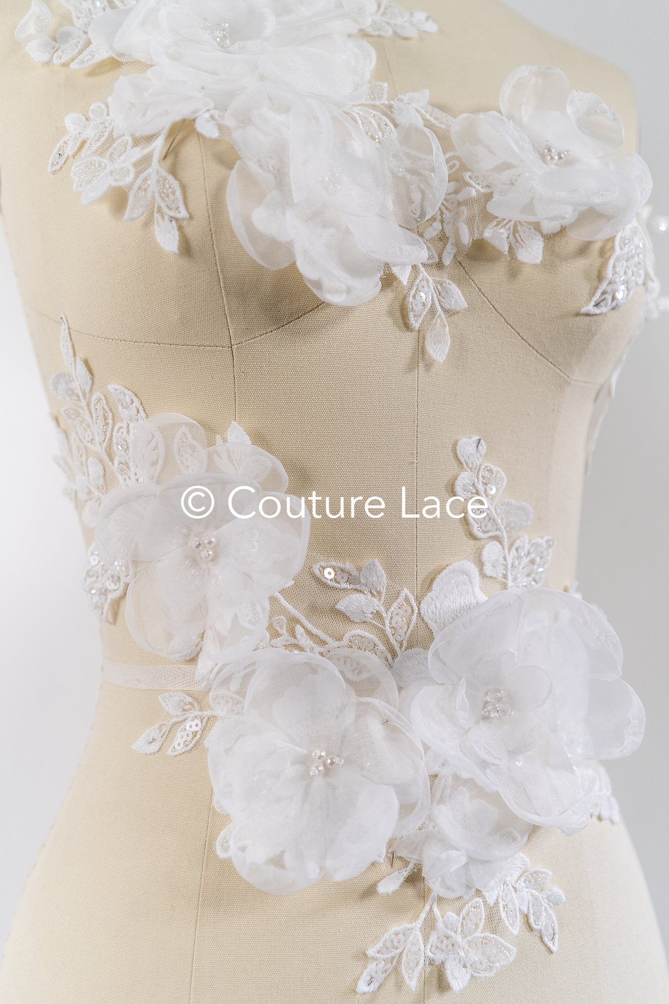 3D flower appliqués for wedding dresses/ wedding dress lace flowers // A25-485