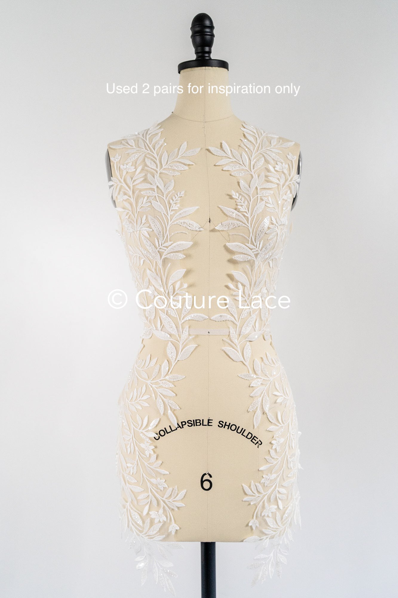 Applikation weiß mit Perlen & Pailletten/ Hochzeitskleid Spitzenapplikation/ Braut Applikation// A24-061