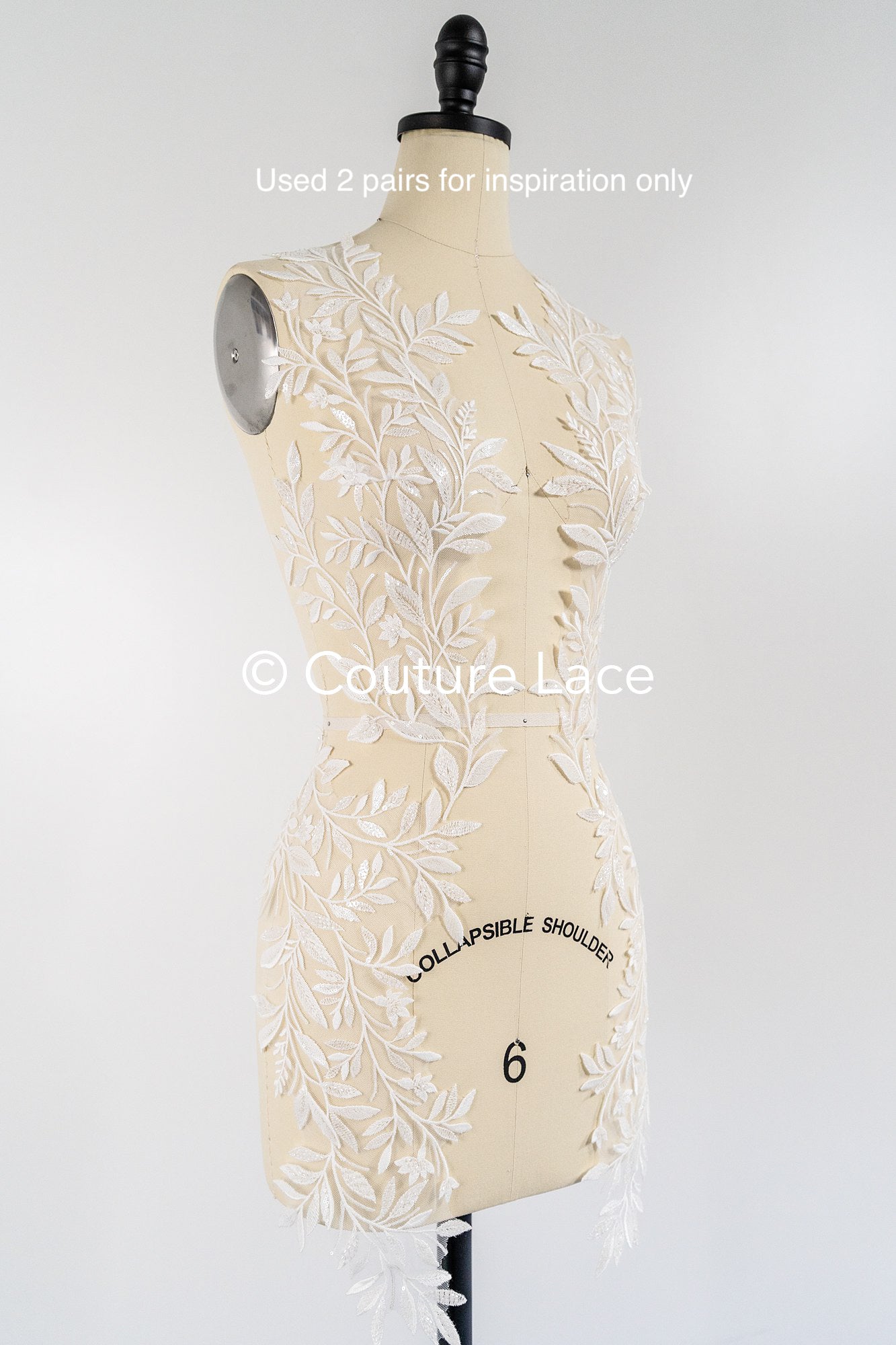 Applikation weiß mit Perlen & Pailletten/ Hochzeitskleid Spitzenapplikation/ Braut Applikation// A24-061