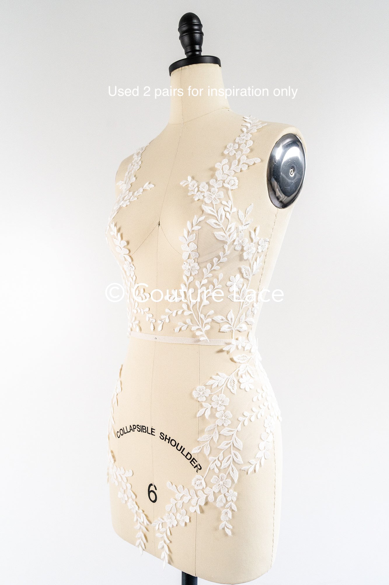 Romantische Applikation weiß / florale Hochzeitskleid Spitzenapplikation mit Pailletten/ Braut Applikation// A24-170