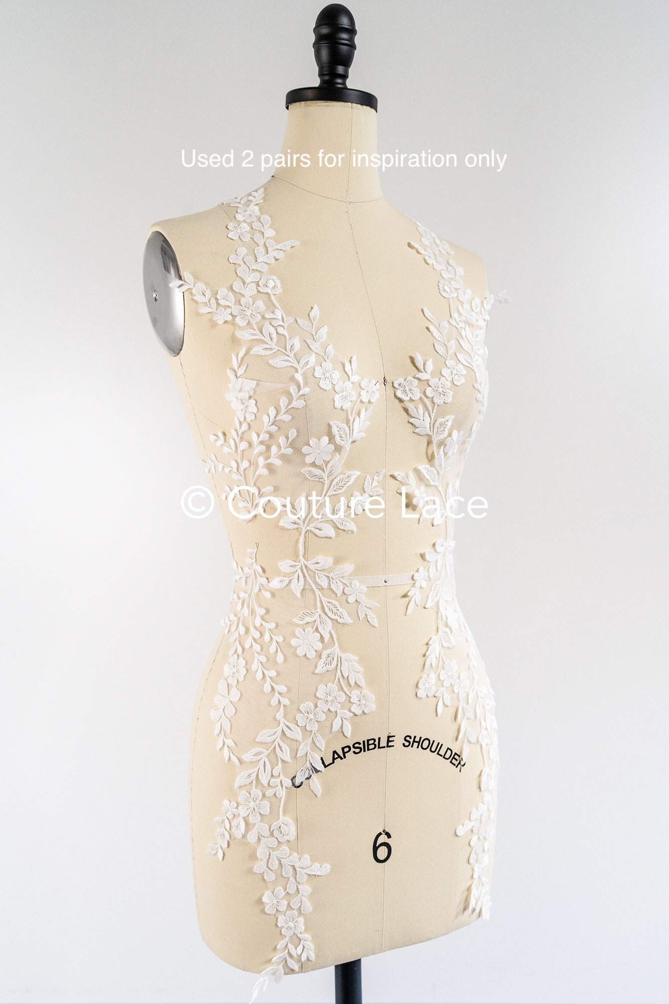 Romantische Applikation weiß / florale Hochzeitskleid Spitzenapplikation mit Pailletten/ Braut Applikation// A24-170