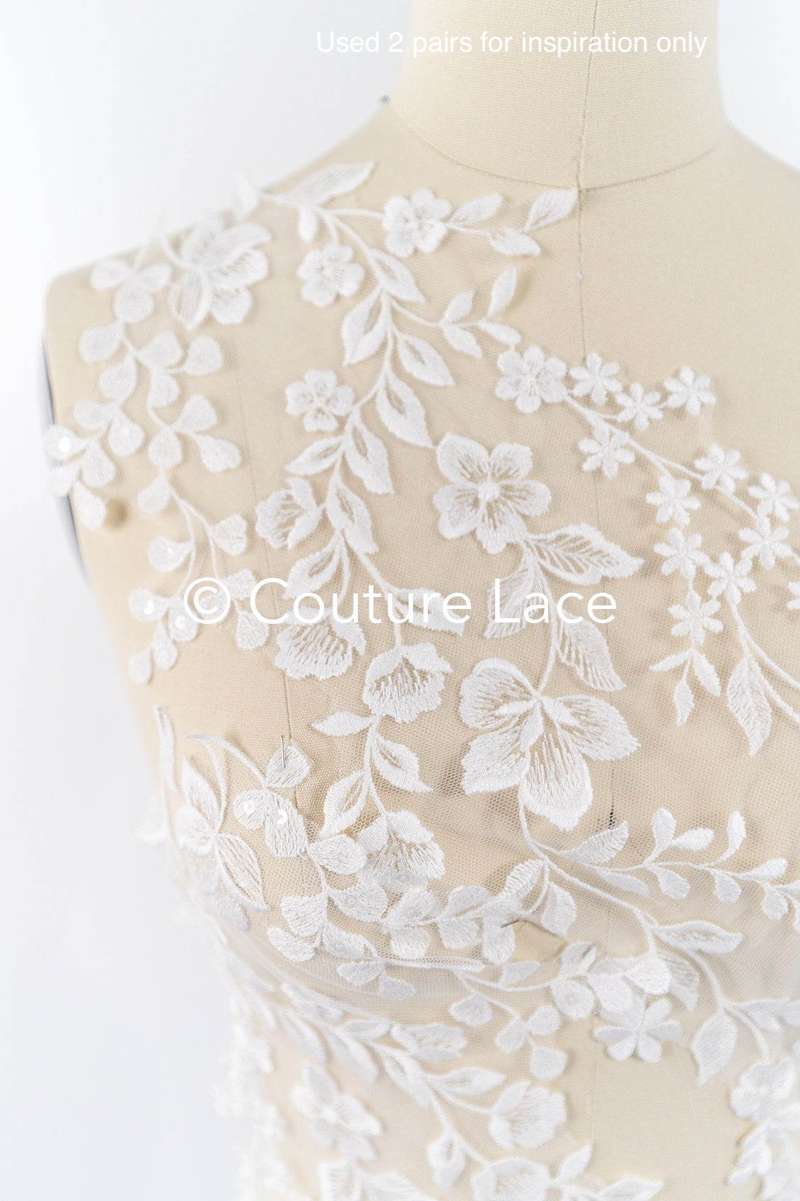 Romantische Applikation weiß / florale Hochzeitskleid Spitzenapplikation mit Pailletten/ Braut Applikation// A24-171B