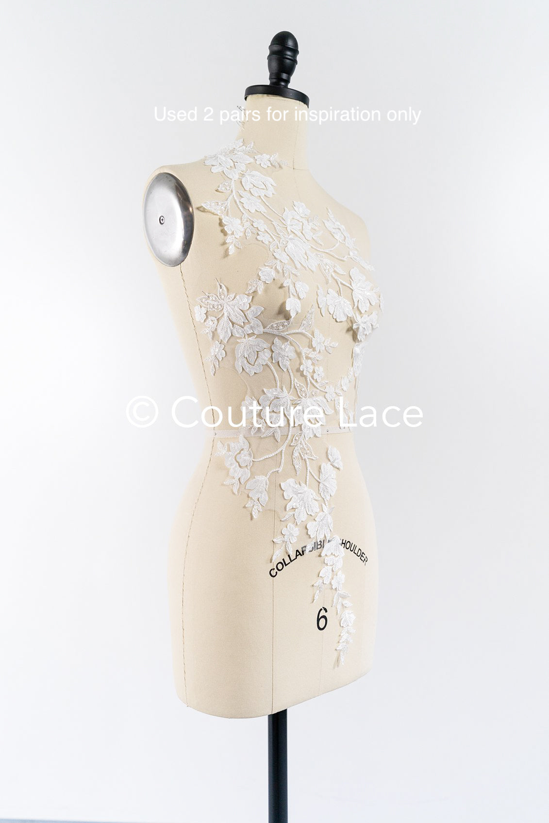 Romantische Applikation off-white/ Brautapplikation mit Blumen/ Brautkleid Spitzenapplikation/ Brautspitze Applikation// A24-377