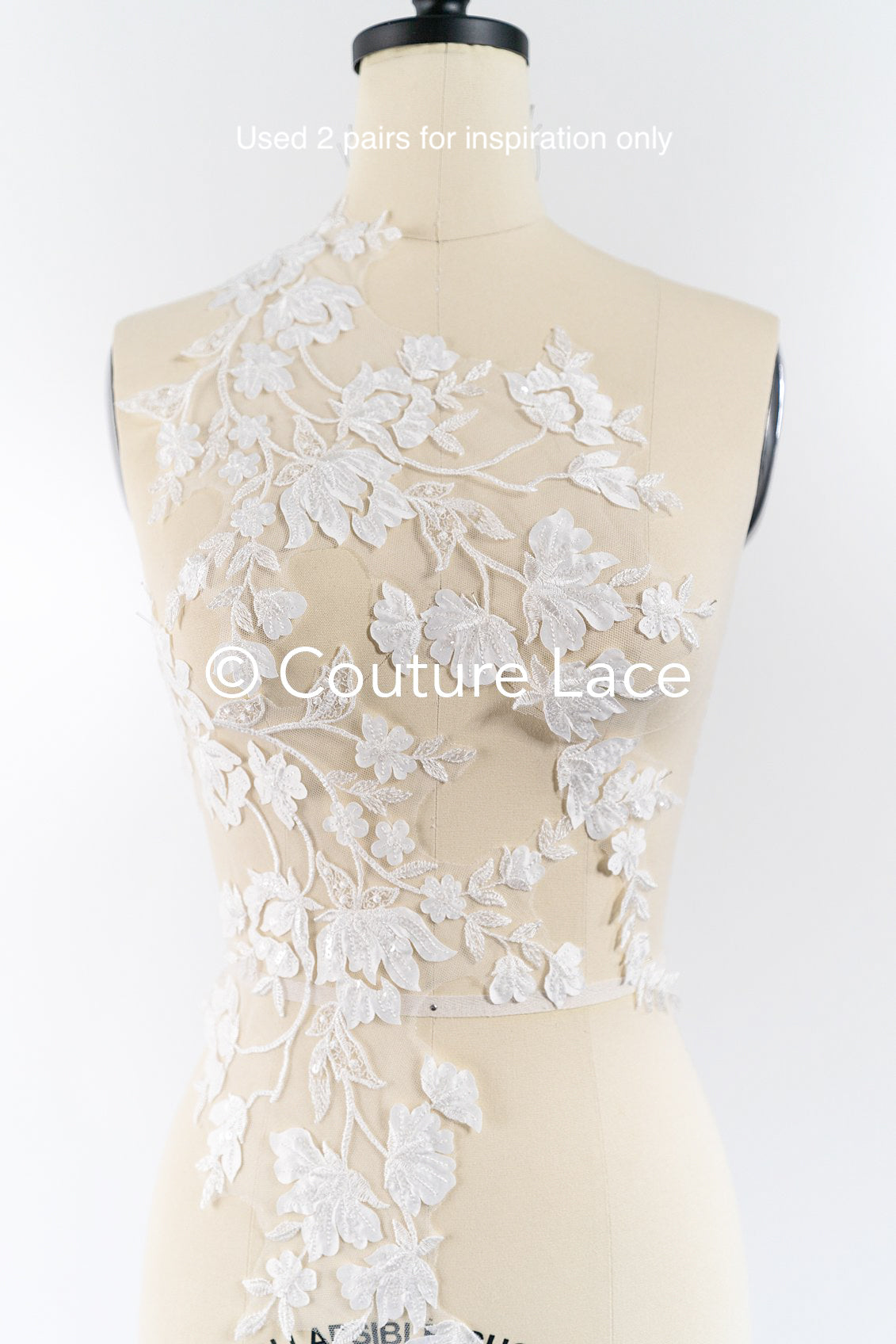 Romantische Applikation off-white/ Brautapplikation mit Blumen/ Brautkleid Spitzenapplikation/ Brautspitze Applikation// A24-377