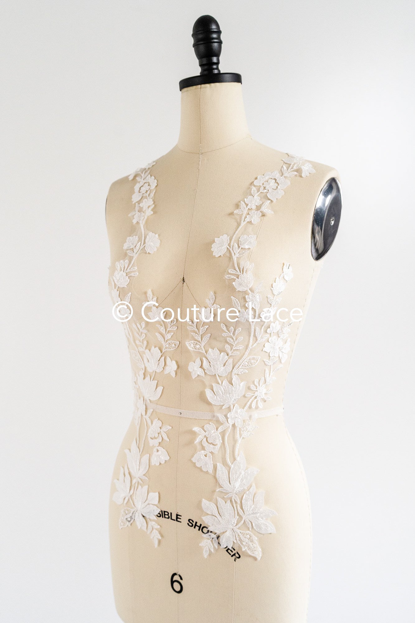 Romantische Applikation off-white/ Brautapplikation mit Blumen/ Brautkleid Spitzenapplikation/ Brautspitze Applikation// A24-378