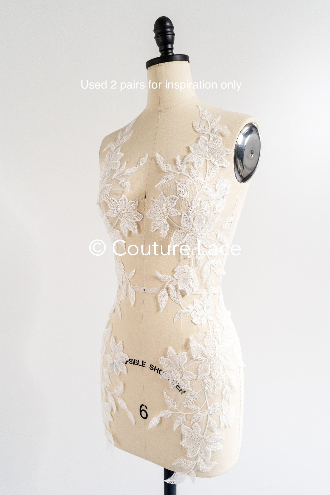 Romantische Applikation off-white/ Brautapplikation mit Perlen & Pailletten/ Brautkleid Spitzenapplikation/ Blumen Brautspitze Applikation// A24-379