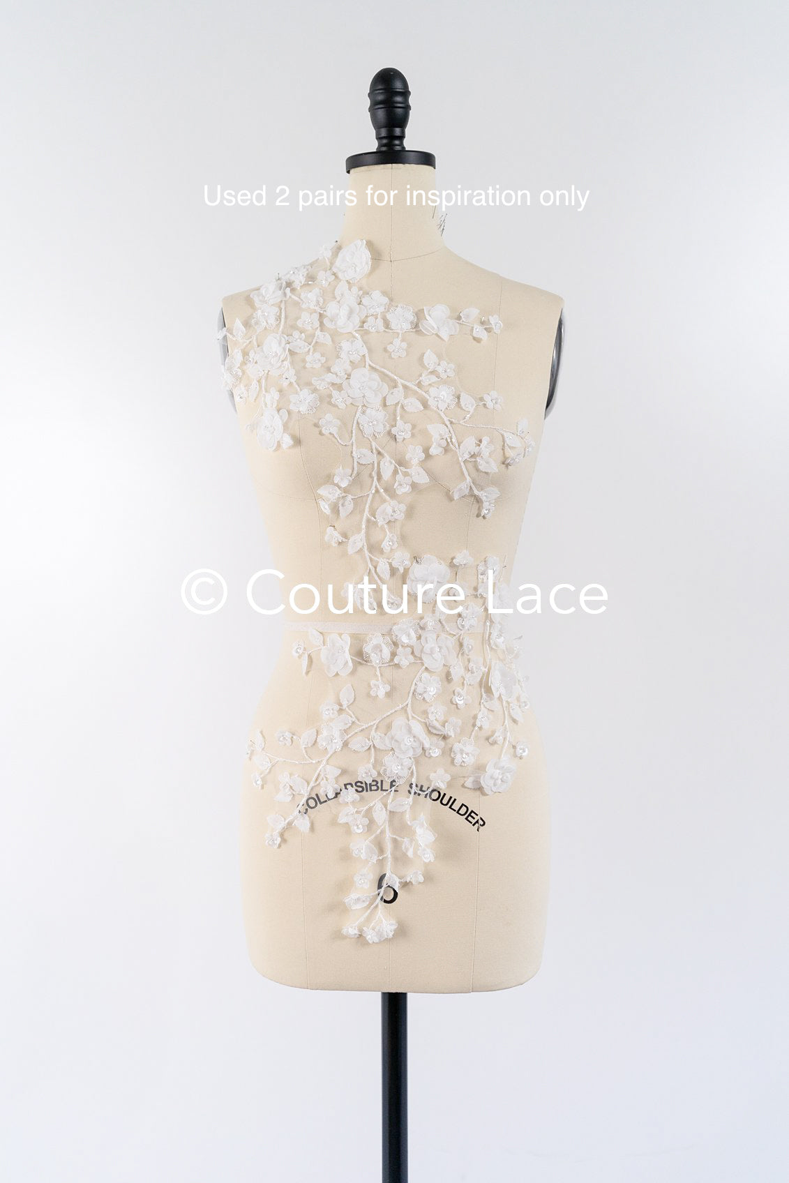 Romantische Applikation off-white/ Brautapplikation mit 3D Blumen & Perlen/ Brautkleid Spitzenapplikation/ Blumen Brautspitze Applikation// A24-381