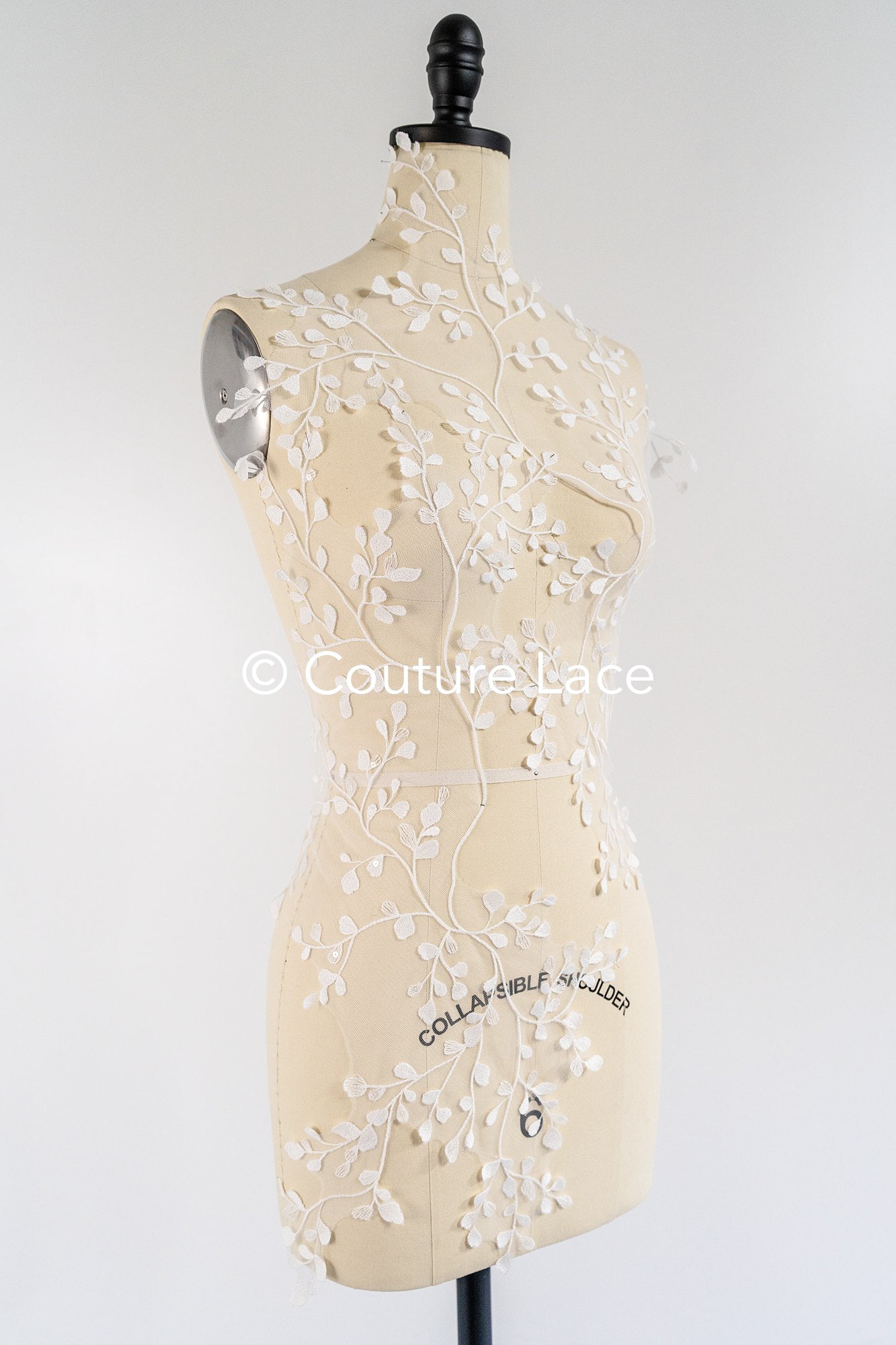 Romantische Applikation off-white/ Brautapplikation mit Blumen & Pailletten/ Brautkleid Spitzenapplikation/ Blumen Brautspitze Applikation// A24-384