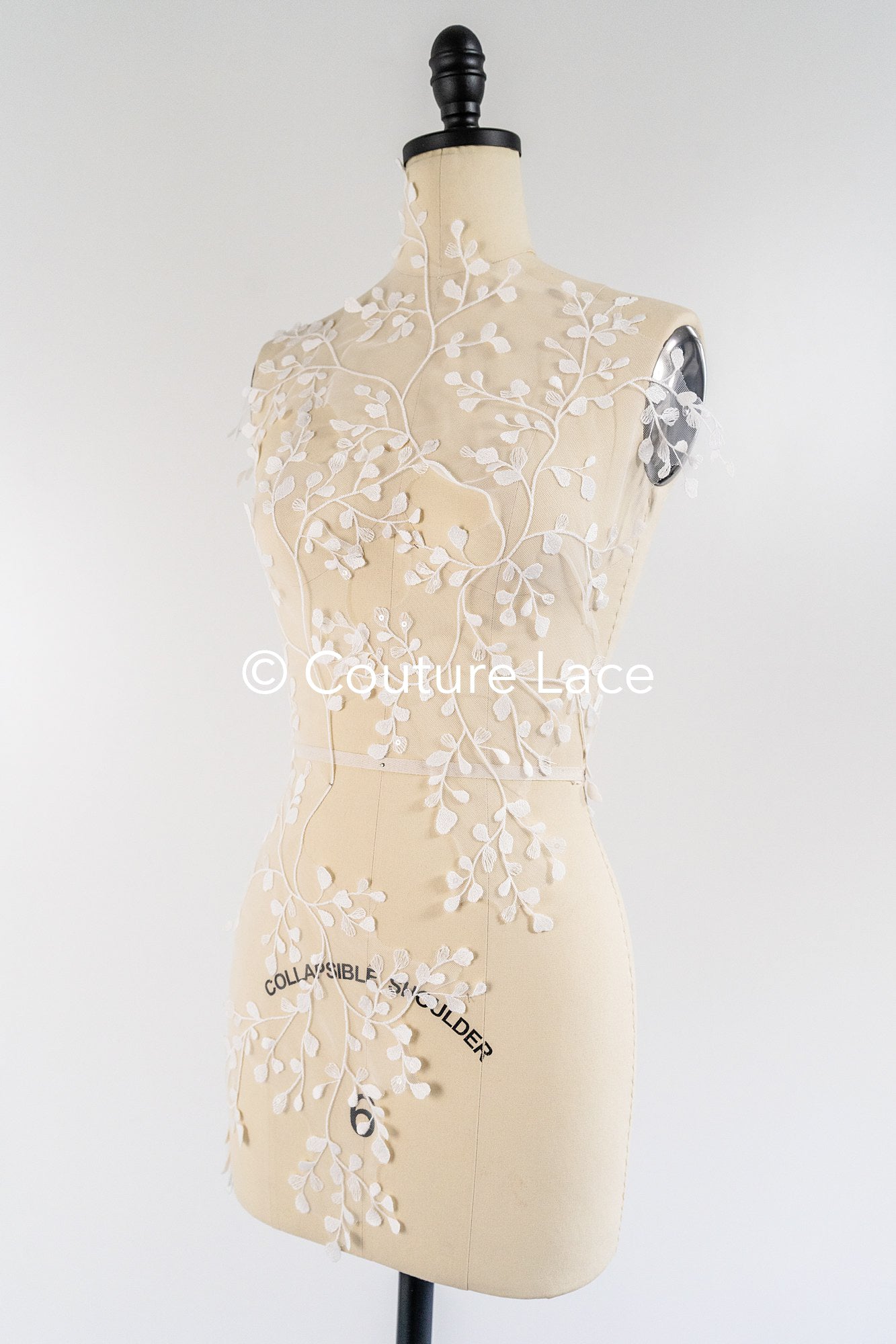 Romantische Applikation off-white/ Brautapplikation mit Blumen & Pailletten/ Brautkleid Spitzenapplikation/ Blumen Brautspitze Applikation// A24-384