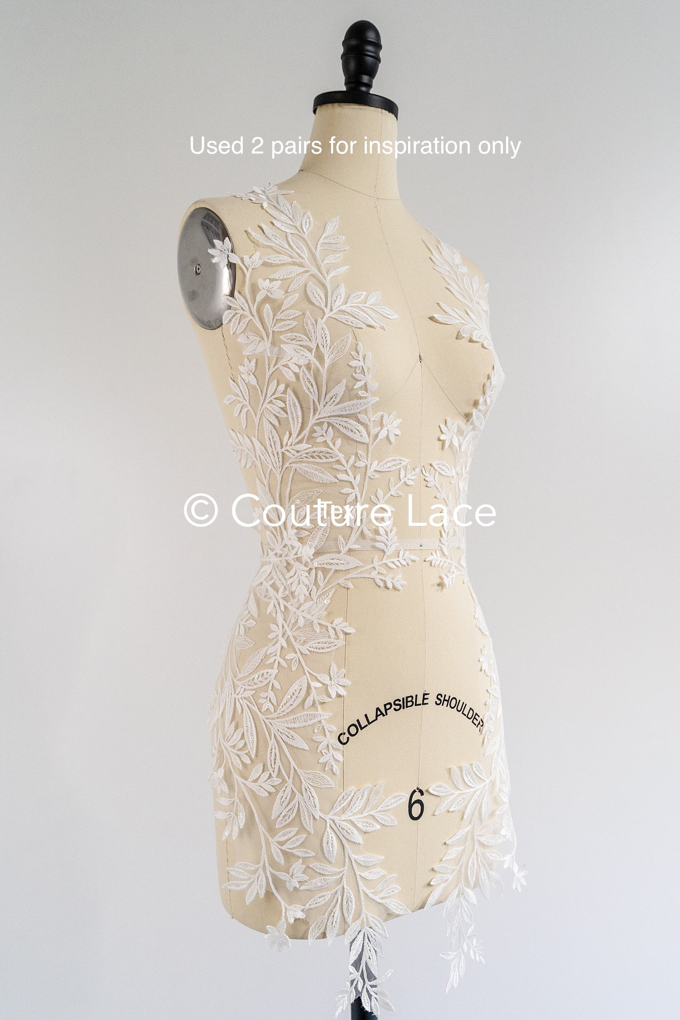 Romantische Applikation off-white/ Brautapplikation mit Blumen & Pailletten/ Brautkleid Spitzenapplikation/ Blumen Brautspitze Applikation// A24-386