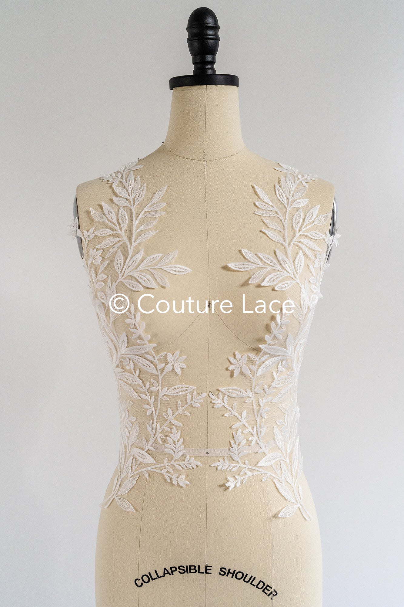 Romantische Applikation off-white/ Brautapplikation mit Blumen & Pailletten/ Brautkleid Spitzenapplikation/ Blumen Brautspitze Applikation// A24-386