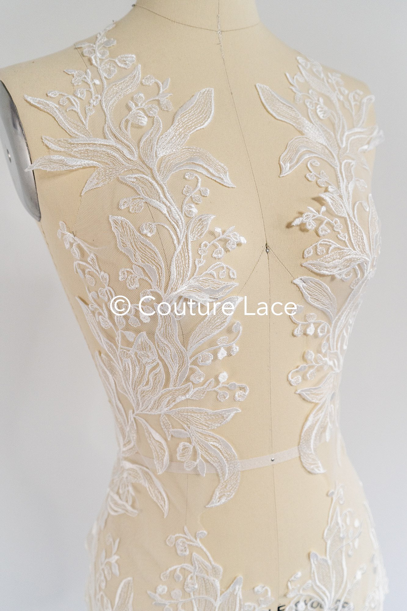 Romantische Applikation off-white/ Brautapplikation mit Blumen/ Brautkleid Spitzenapplikation/ Blumen Brautspitze Applikation// A24-387