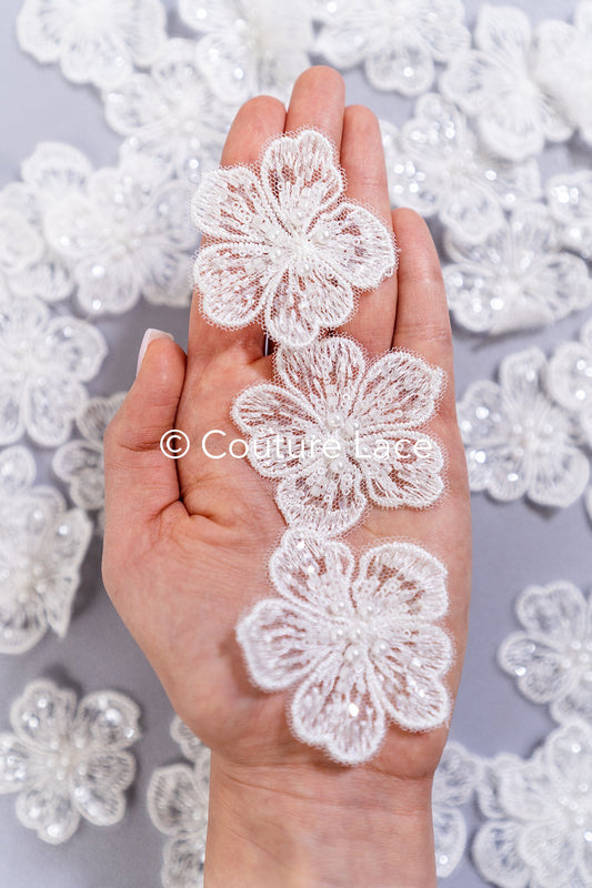 40Stk. Spitzenblumen zum Aufnähen/ 3D Blumen Spitzenapplikation/ Hochzeitskleid Spitzenapplikation/ Braut Spitze// A26-455