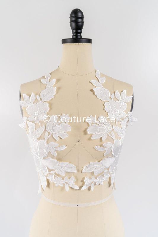 Elegante Braut-Spitzenapplikation/ einzigartige Brautkleid-Verzierungen für Ihren großen Tag// A24-463