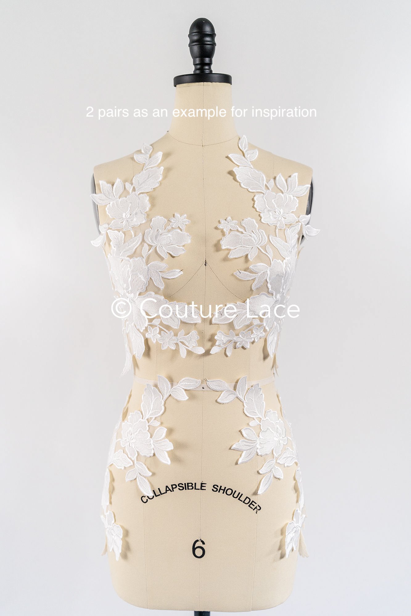 Elegante Braut-Spitzenapplikation/ einzigartige Brautkleid-Verzierungen für Ihren großen Tag// A24-463