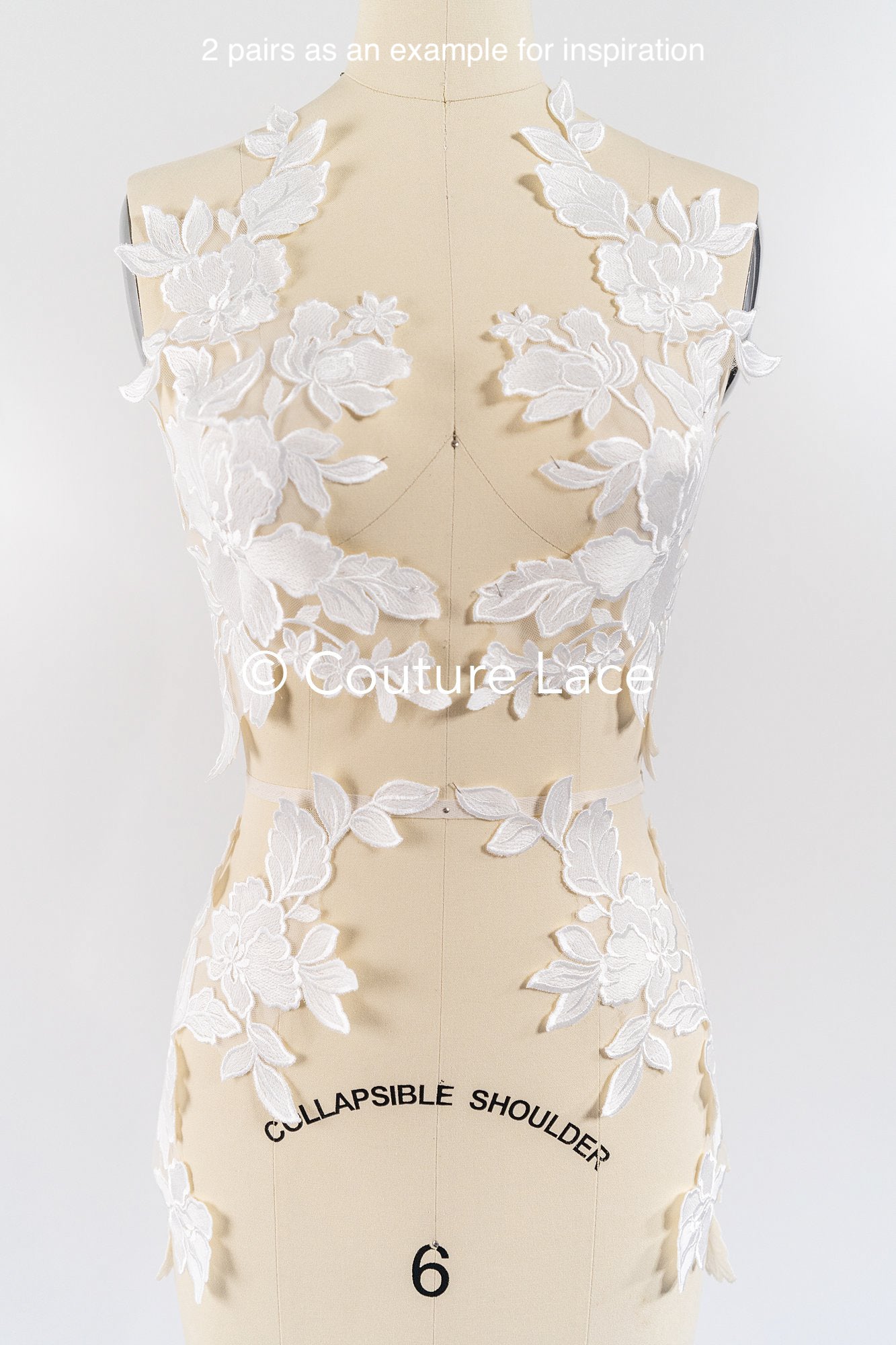 Elegante Braut-Spitzenapplikation/ einzigartige Brautkleid-Verzierungen für Ihren großen Tag// A24-463