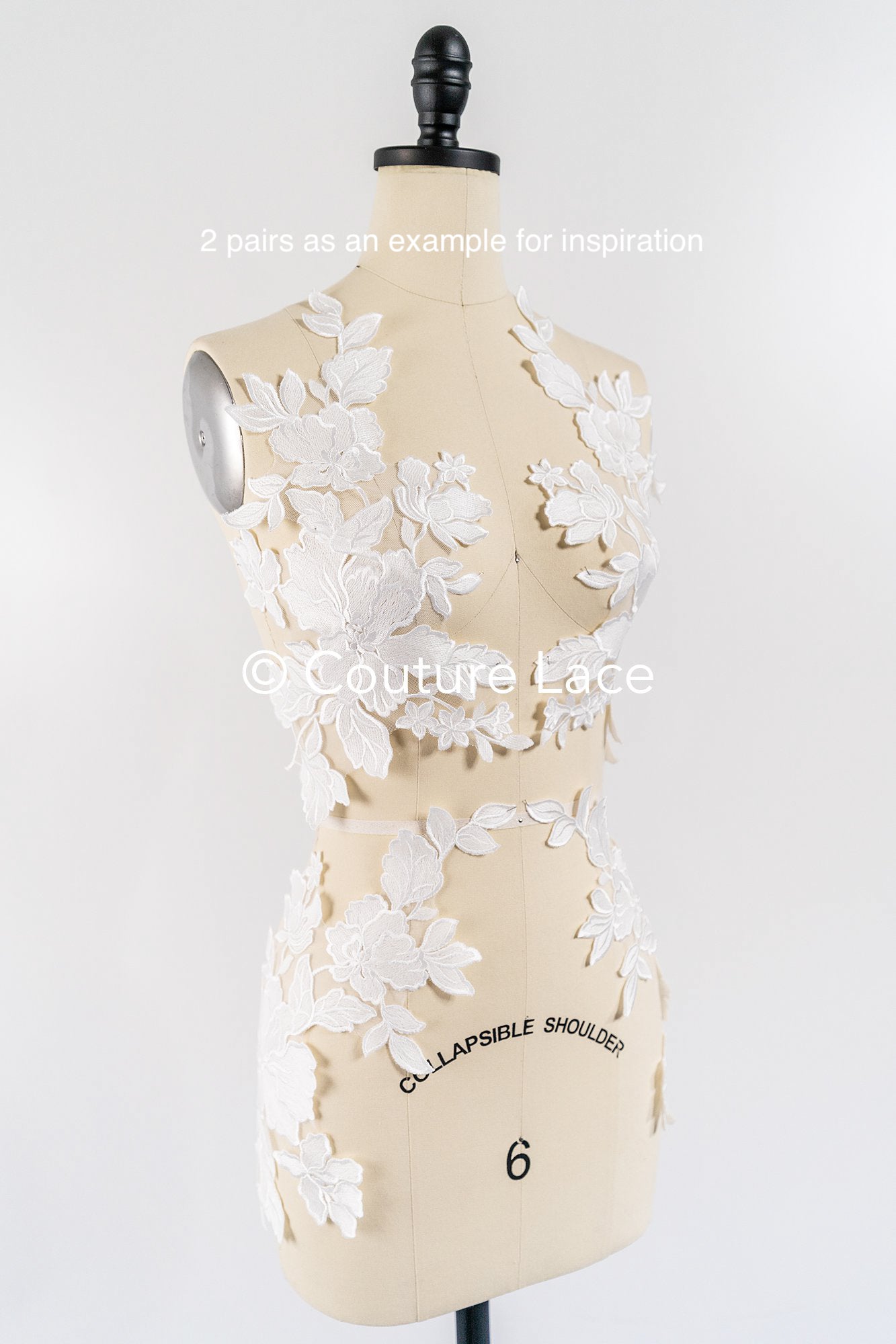Elegante Braut-Spitzenapplikation/ einzigartige Brautkleid-Verzierungen für Ihren großen Tag// A24-463