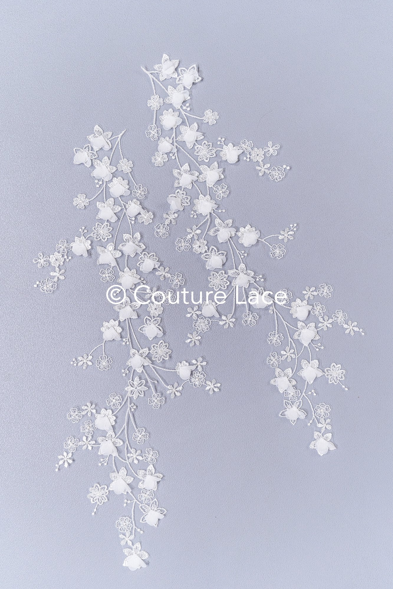Brautspitzenapplikationen mit 3D Blumen/ Brautkleid Spitzenverzierungen mit Perlen// A24-467