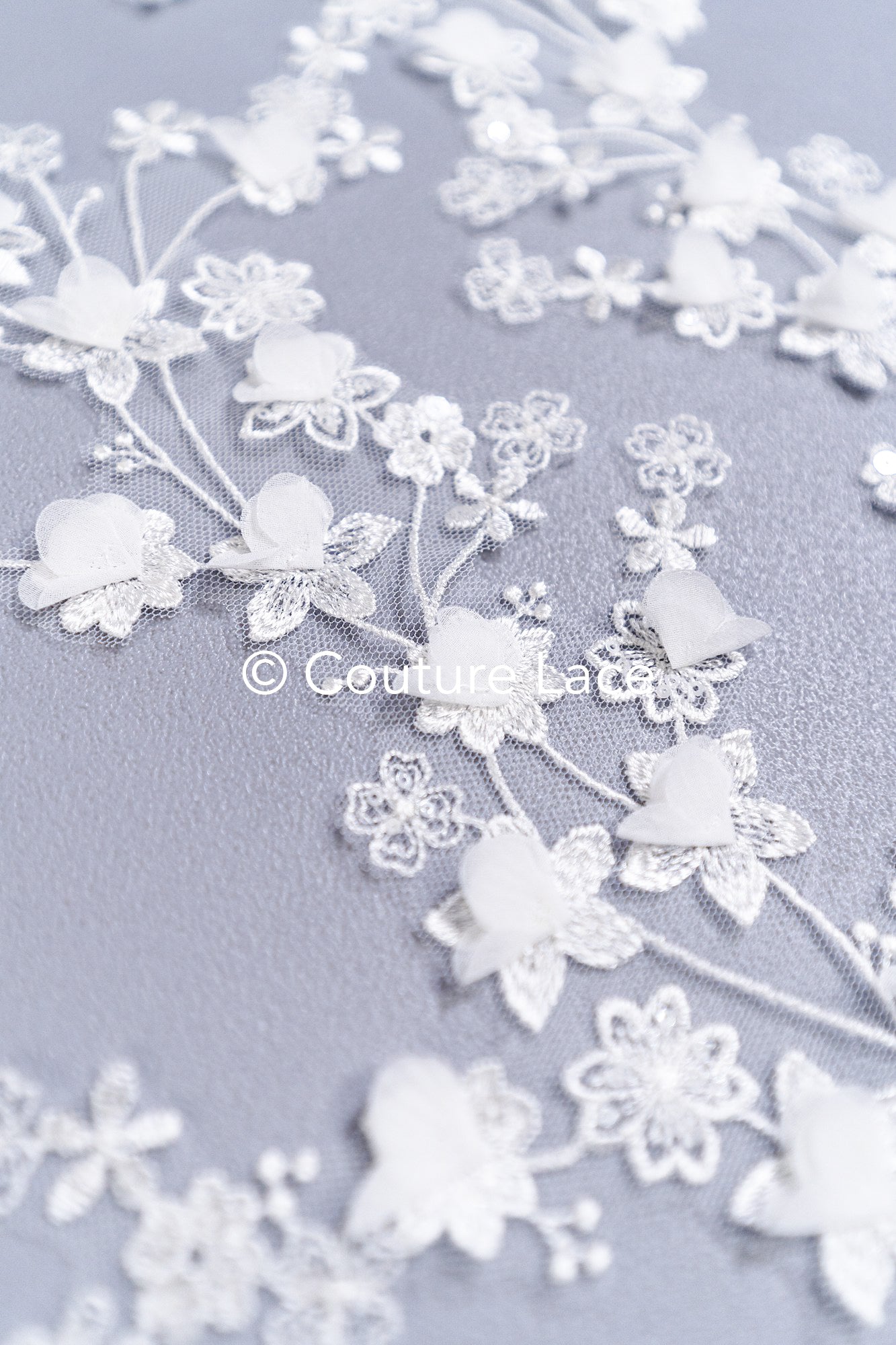Brautspitzenapplikationen mit 3D Blumen/ Brautkleid Spitzenverzierungen mit Perlen// A24-467