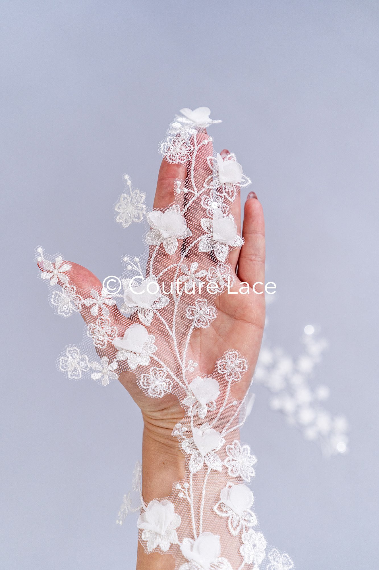 Brautspitzenapplikationen mit 3D Blumen/ Brautkleid Spitzenverzierungen mit Perlen// A24-467
