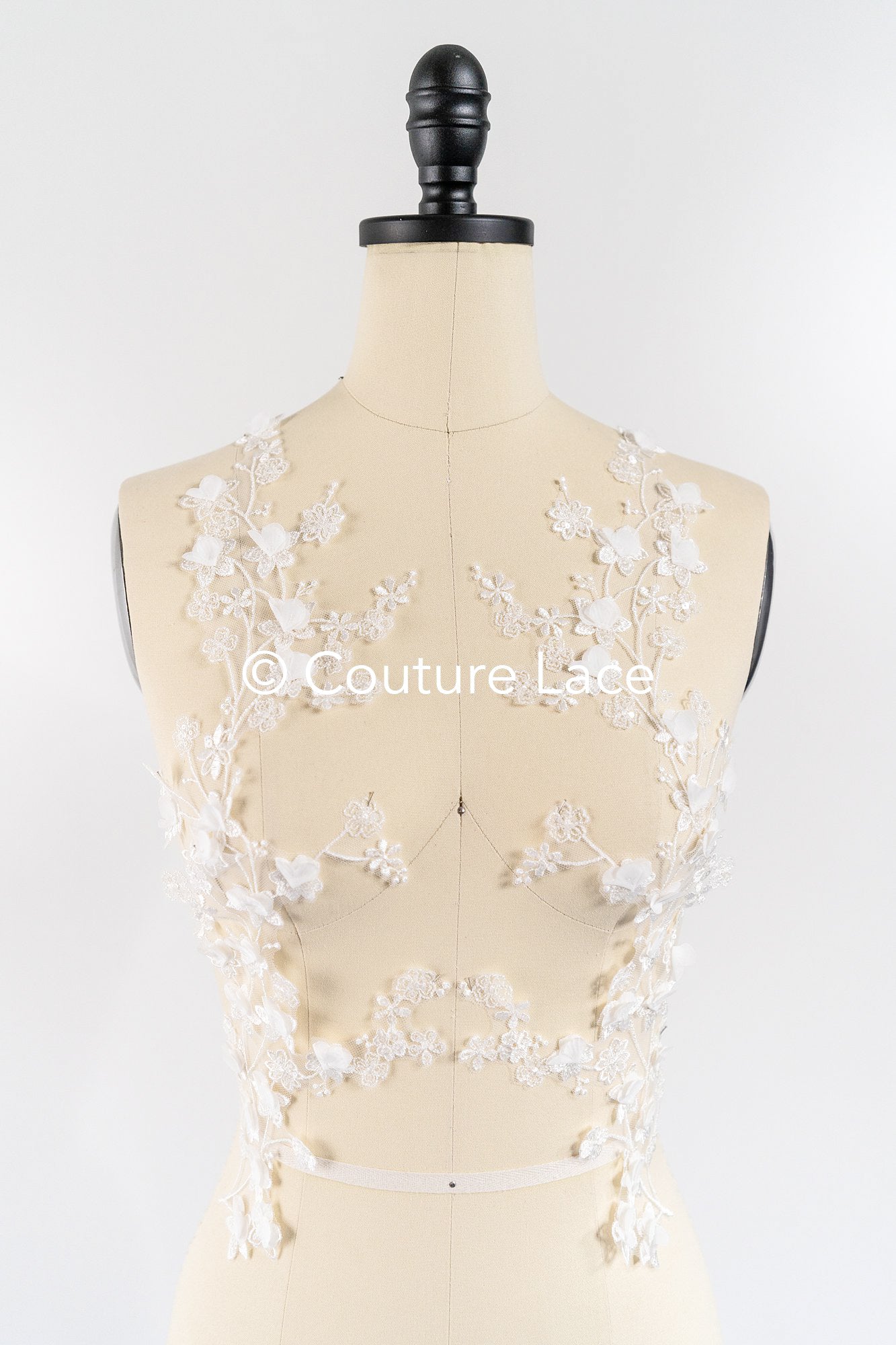 Brautspitzenapplikationen mit 3D Blumen/ Brautkleid Spitzenverzierungen mit Perlen// A24-467