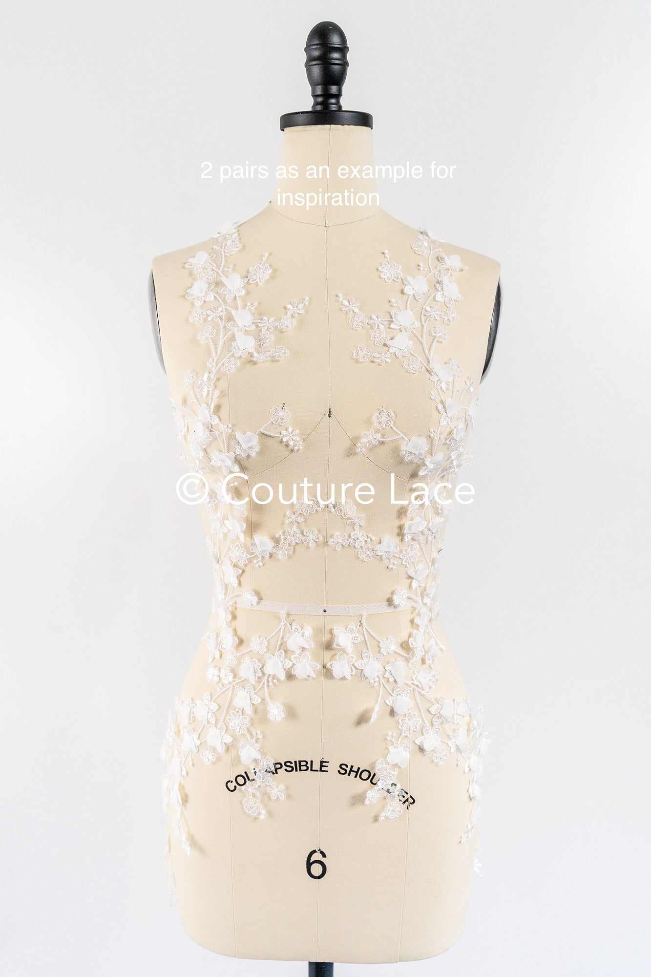 Brautspitzenapplikationen mit 3D Blumen/ Brautkleid Spitzenverzierungen mit Perlen// A24-467