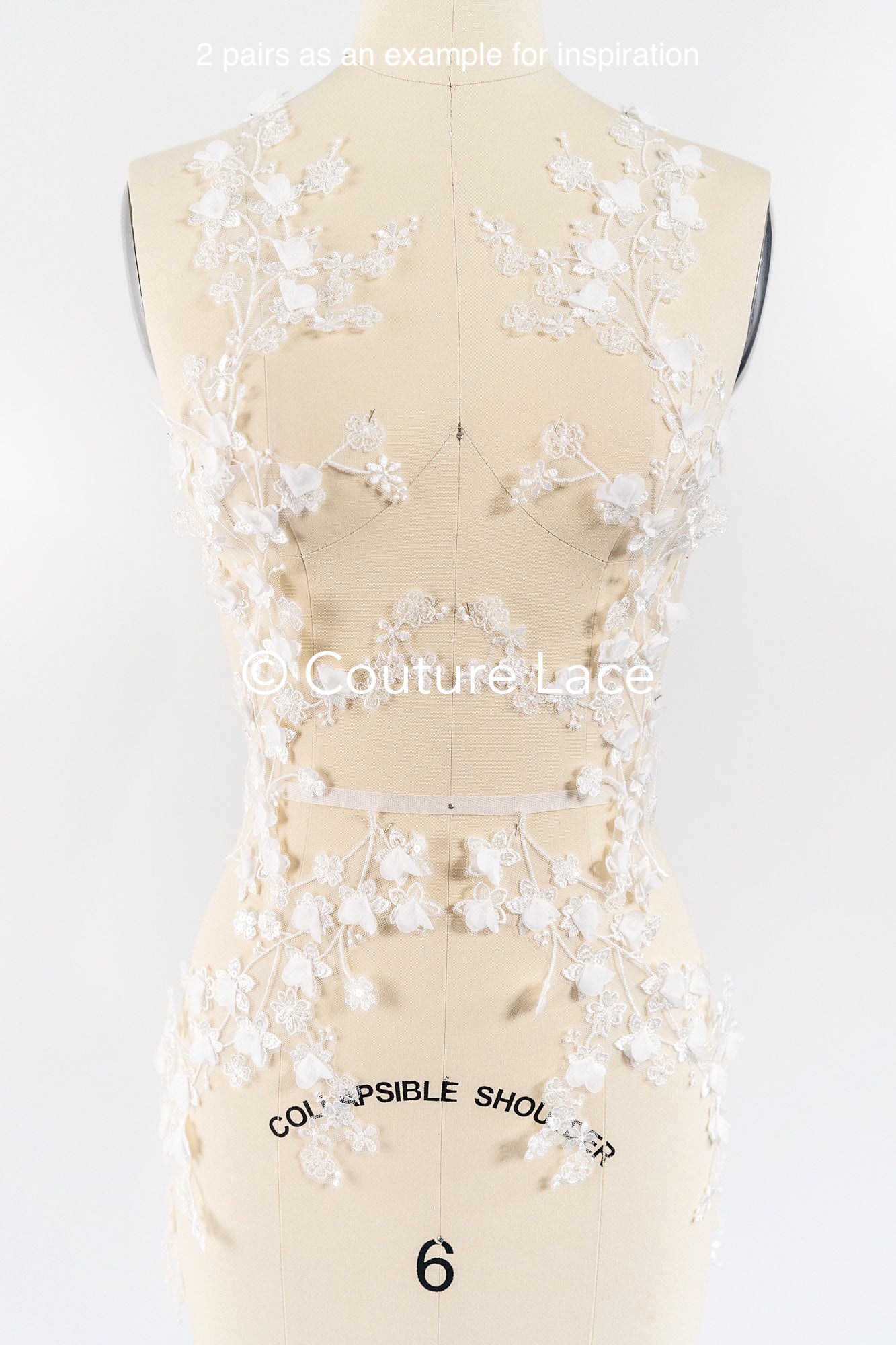Brautspitzenapplikationen mit 3D Blumen/ Brautkleid Spitzenverzierungen mit Perlen// A24-467