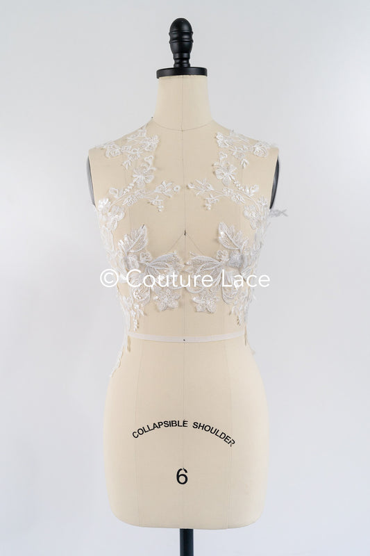 Spitzenapplikationen für das Brautkleid/perlenbesetzte Spitzenaufnäher für das Brautkleid// A24-469