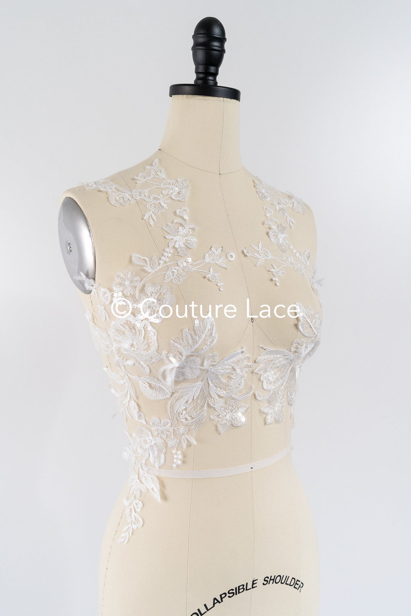 Spitzenapplikationen für das Brautkleid/perlenbesetzte Spitzenaufnäher für das Brautkleid// A24-469