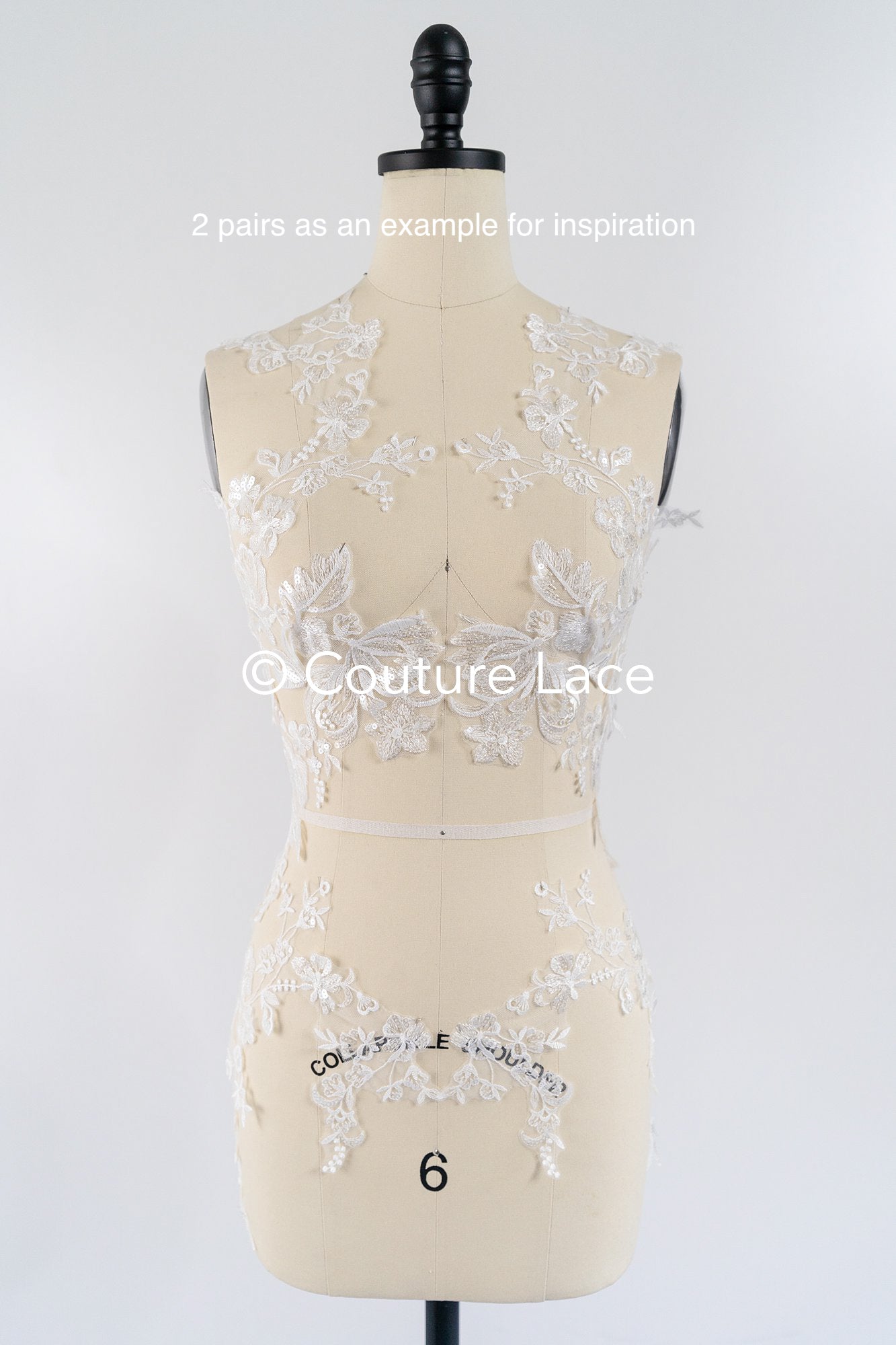 Spitzenapplikationen für das Brautkleid/perlenbesetzte Spitzenaufnäher für das Brautkleid// A24-469